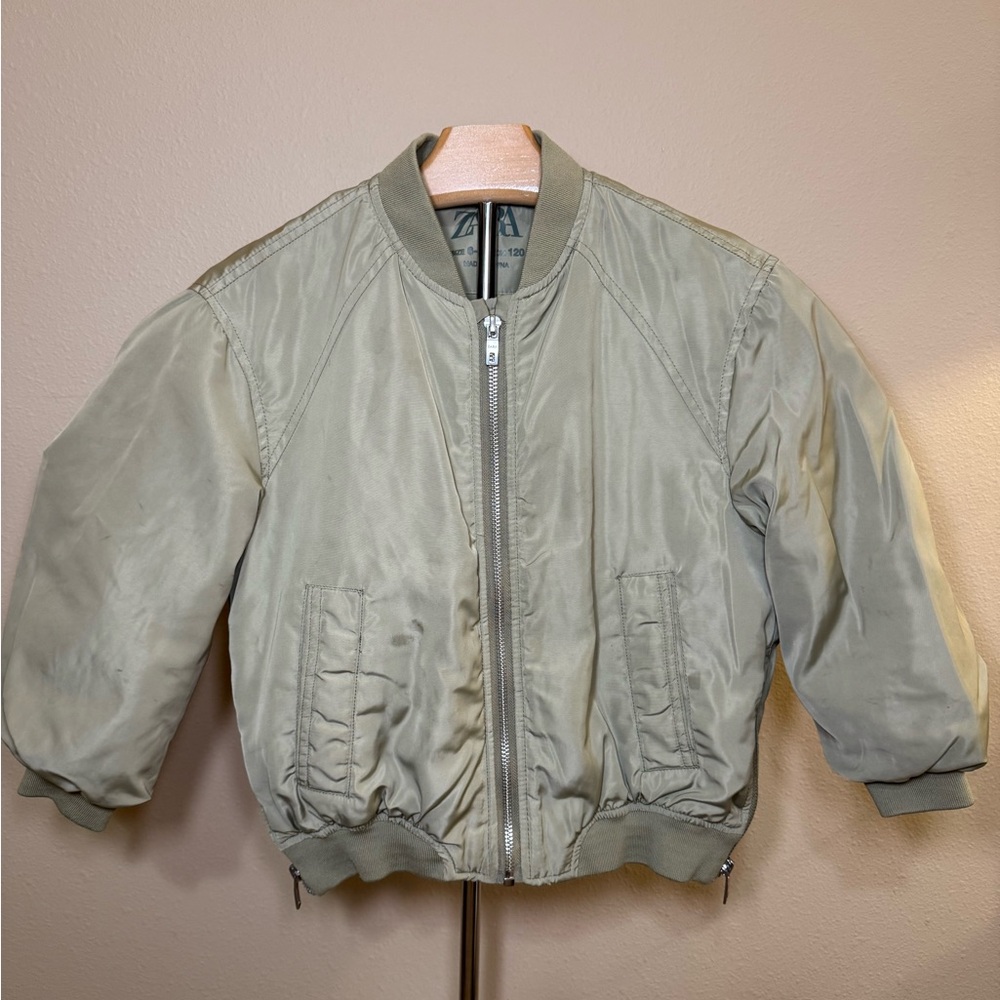 Zara Girls Green Bomber Jacket Size 7